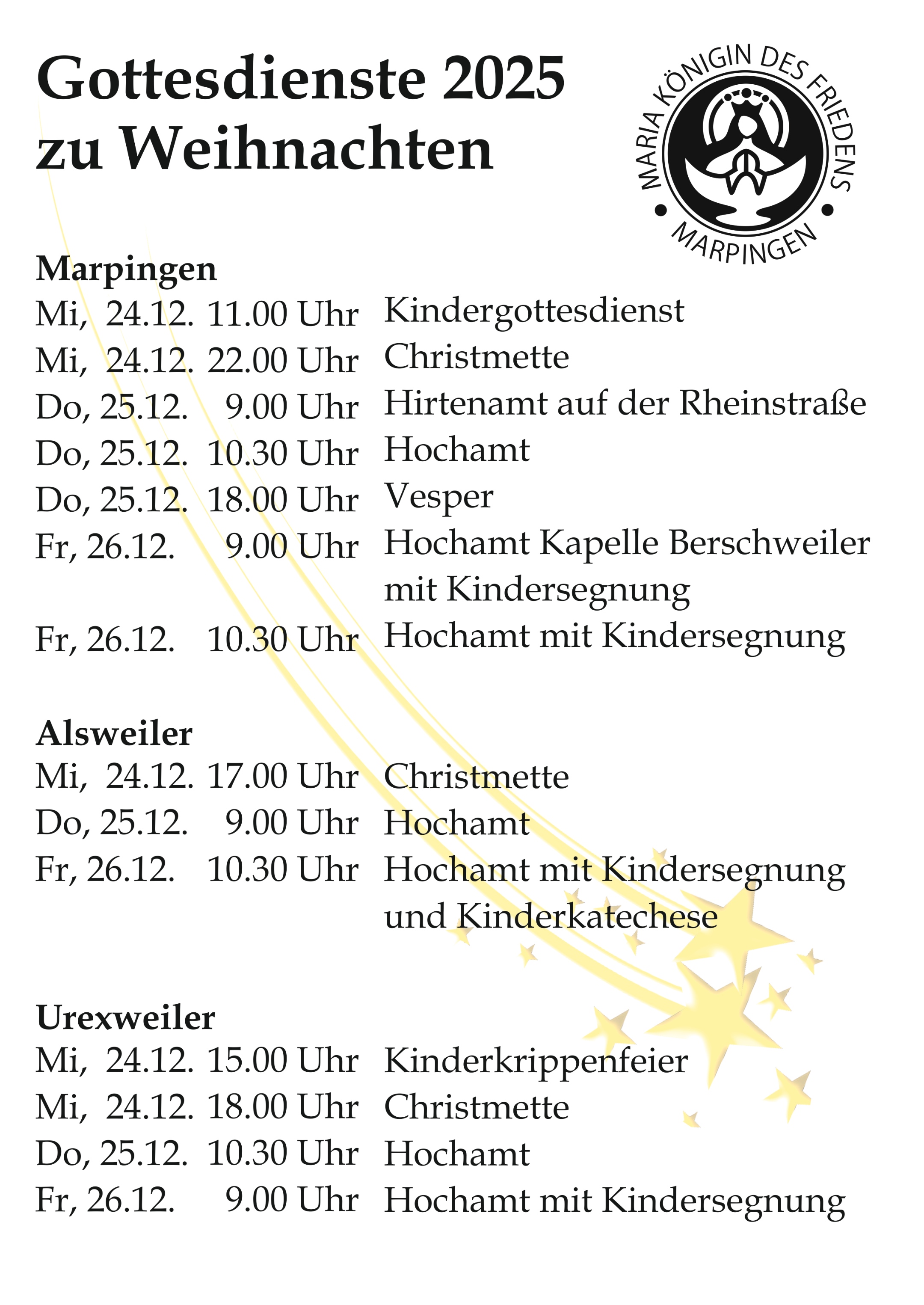 Gottesdienste Weihnachten