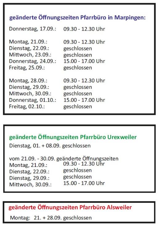 Pfarrbüro Öffnungszeiten
