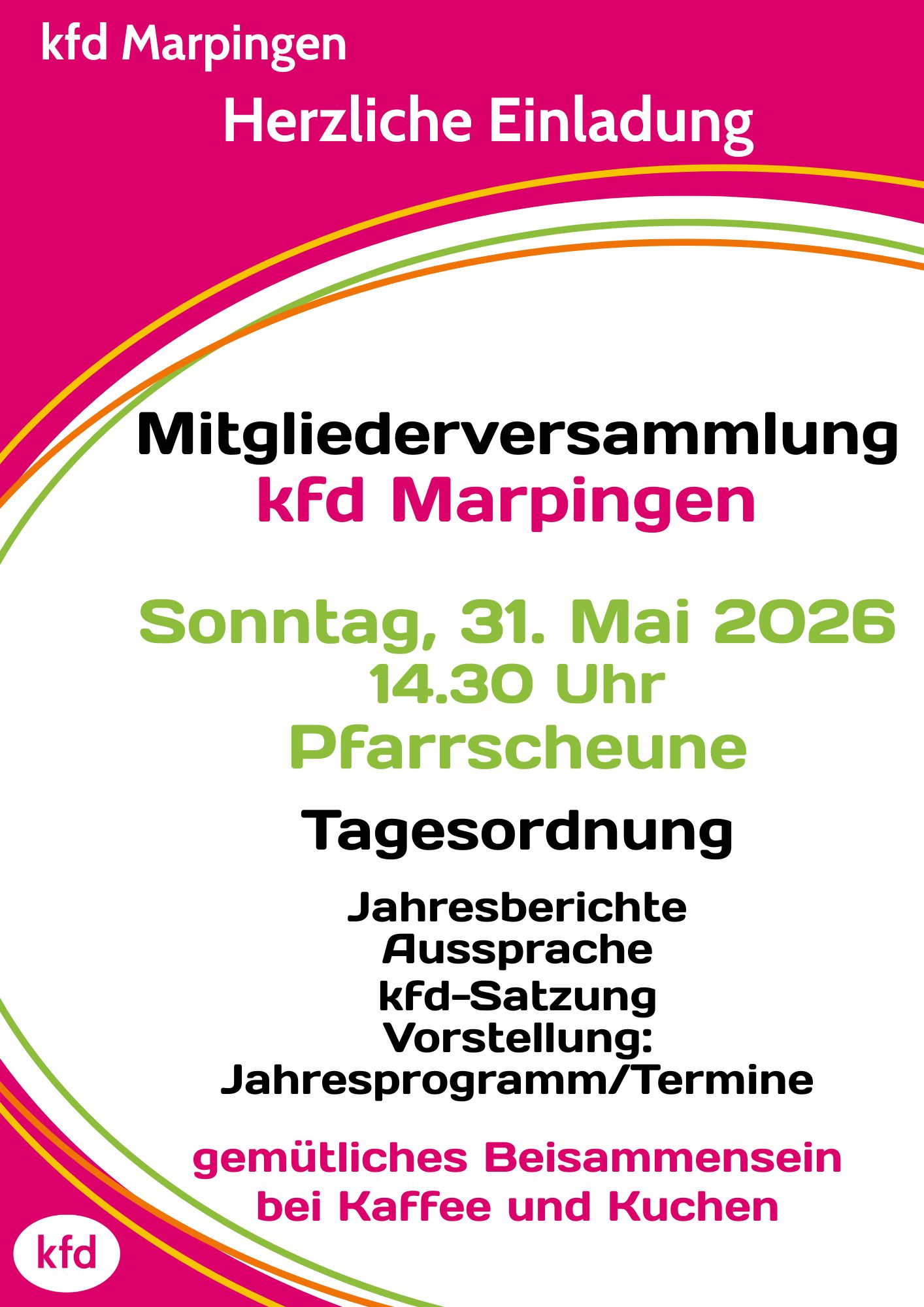 Plakat Mitgliederversammlung kfd (c) kfd Marpingen Plakat Mitgliederversammlung kfd