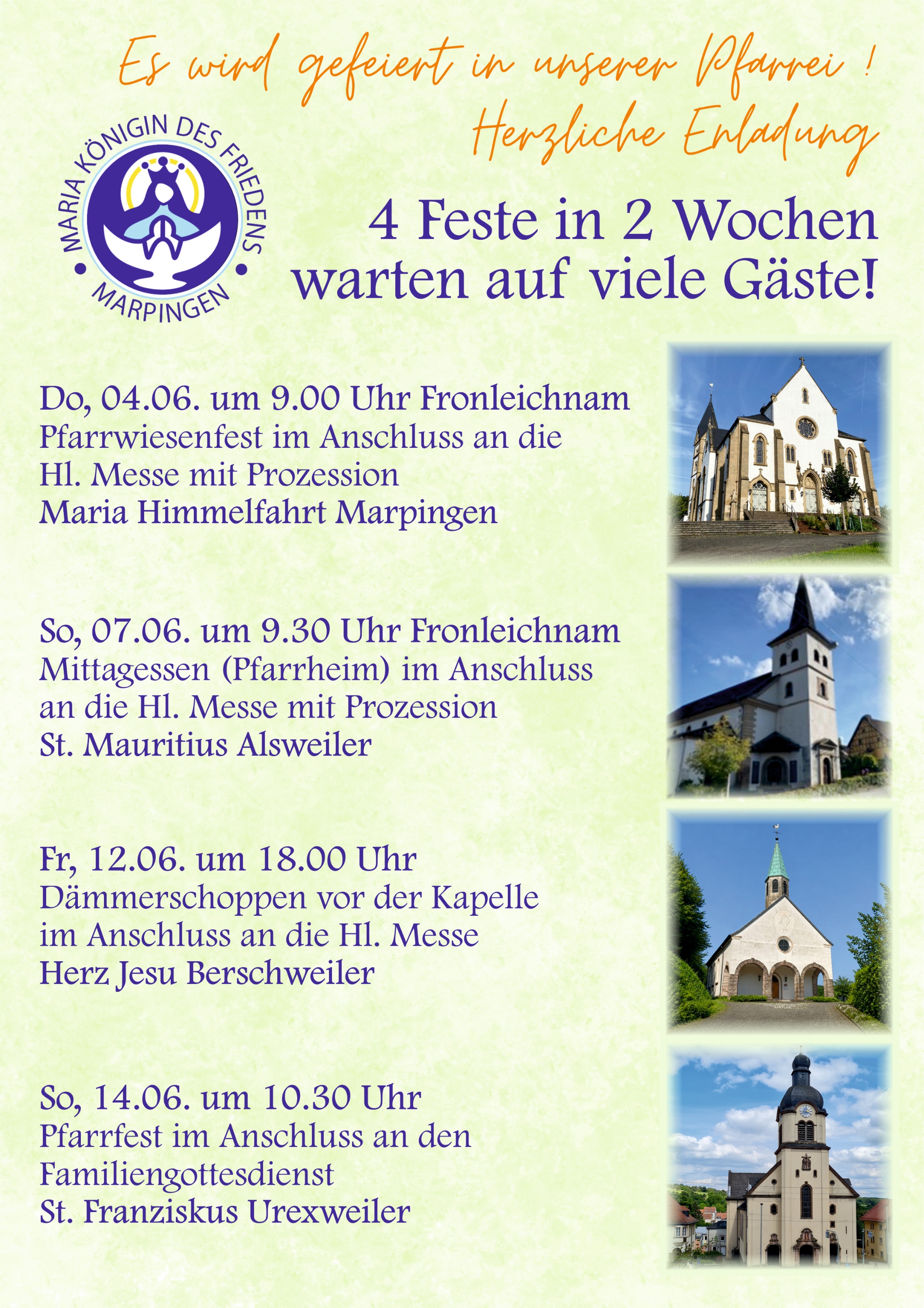 Übersicht Pfarrfeste