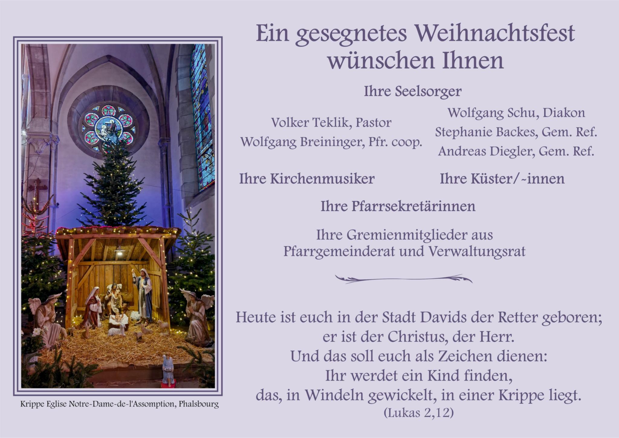 Weihnachtsgruß der Pfarrei